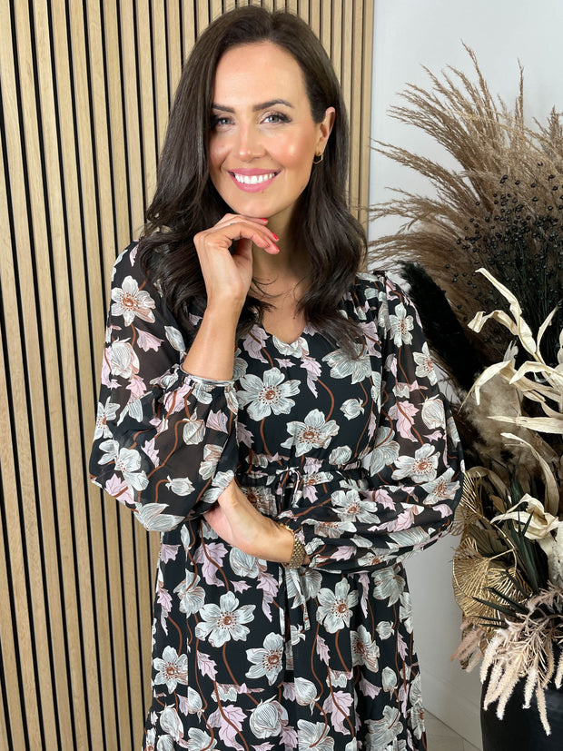 Victoria Dress - Black Floral