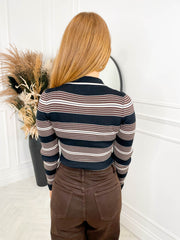 Morgen Bodysuit Black/Cream Stripe