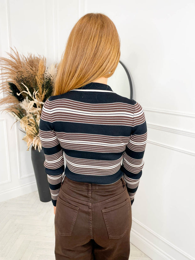 Morgen Bodysuit Black/Cream Stripe
