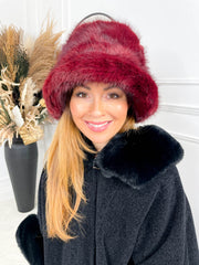 Sable Fur Hat - Deep Red