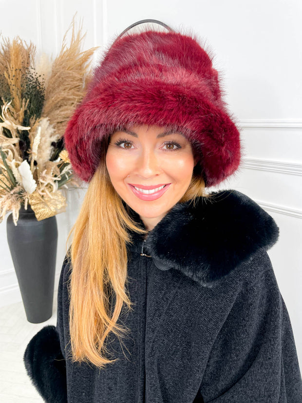 Sable Fur Hat - Deep Red