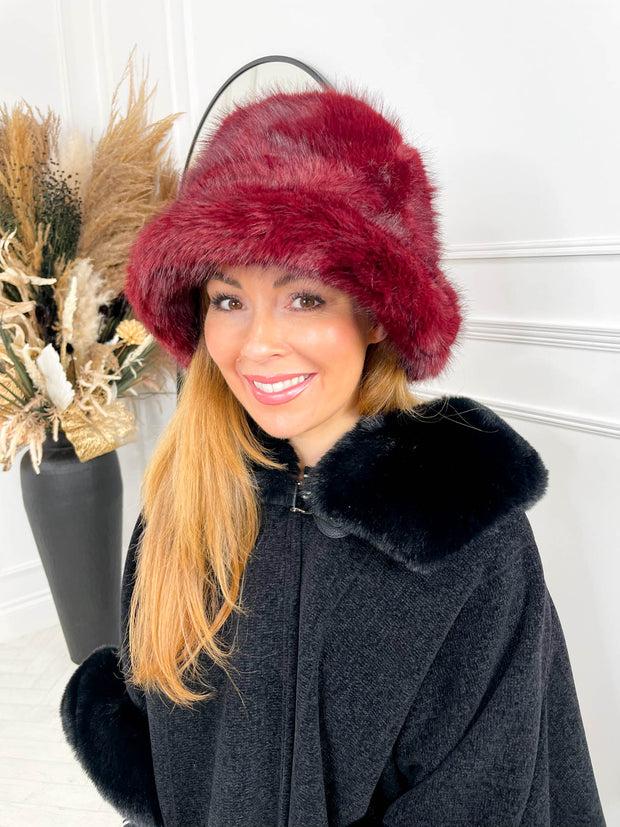 Sable Fur Hat - Deep Red