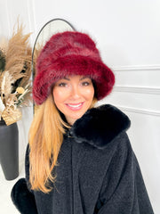 Sable Fur Hat - Deep Red