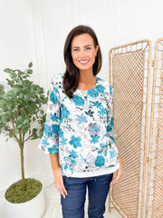 Brenda Top  - Blue Floral