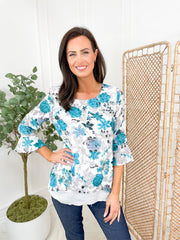 Brenda Top  - Blue Floral