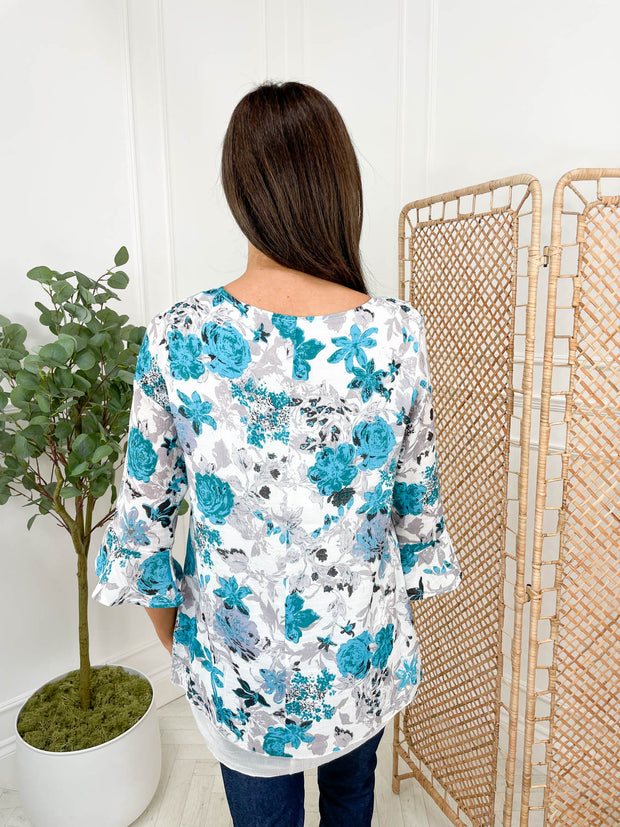 Brenda Top  - Blue Floral
