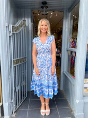 Cally Dress - Blue Botanical