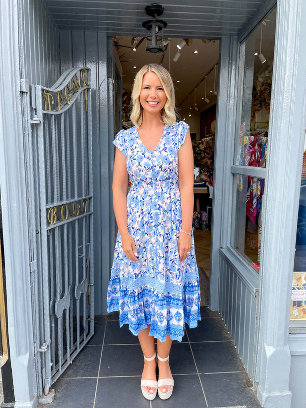 Cally Dress - Blue Botanical