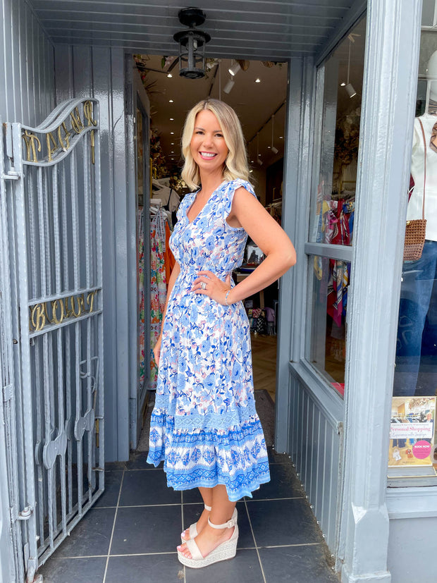 Cally Dress - Blue Botanical