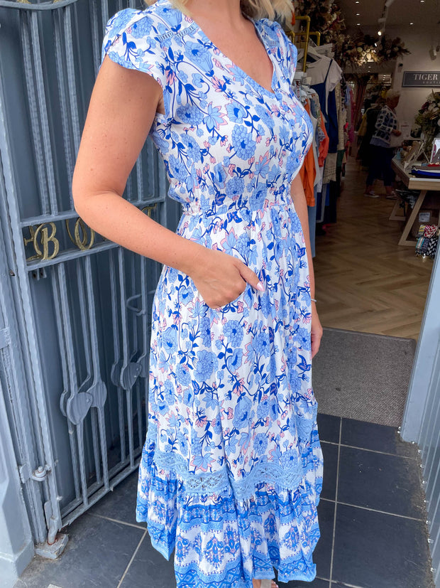 Cally Dress - Blue Botanical