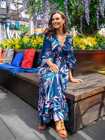 Liah Dress - Blue Leaf