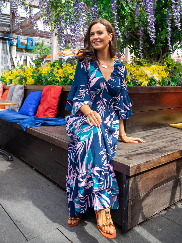 Liah Dress - Blue Leaf