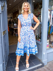 Cally Dress - Blue Botanical