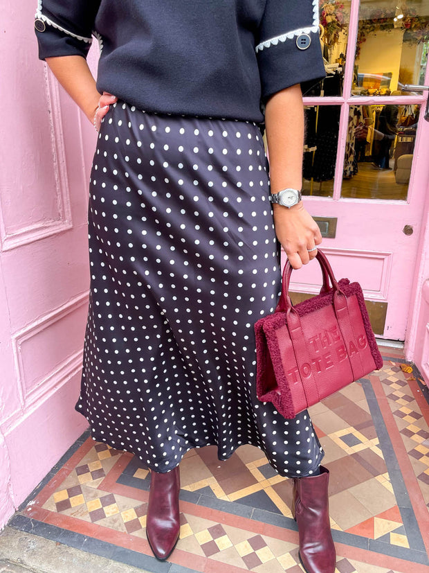Valentina Polka Dot Skirt - Black