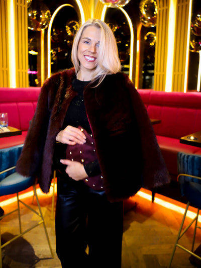 Luna Fur Coat - Burgundy