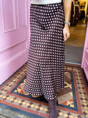 Valentina Polka Dot Skirt- Chocolate