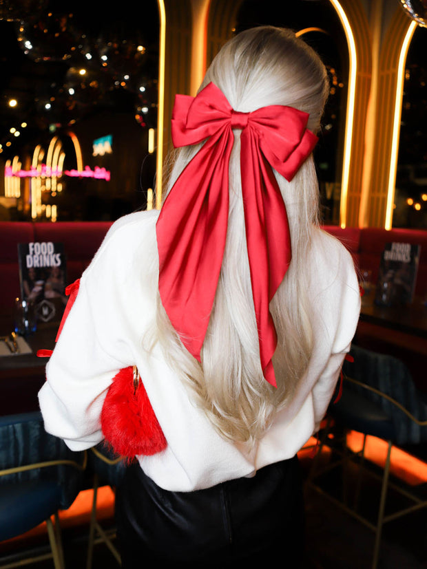 Bow Hair Clip - Red
