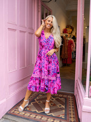 Cally Dress - Fuchsia Abstract