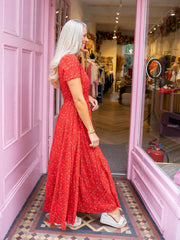 Barbara Dress - Red Ditsy Floral