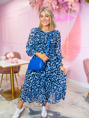 Lizzy Dress - Blue Leopard