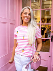Maggie T-Shirt - Off-White/Pink Pineapple Repeat by Sugarhill Brighton