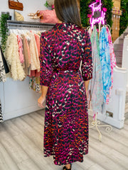Kali Dress Multi Animal - Plum