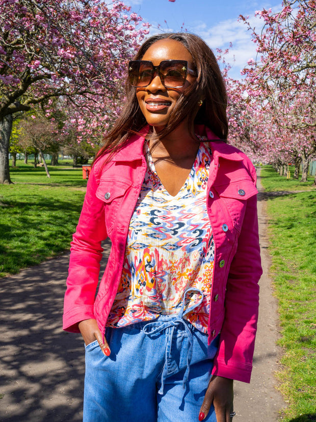 Donna Denim Jacket - Fuchsia