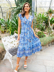 Cally Dress - Blue Floral
