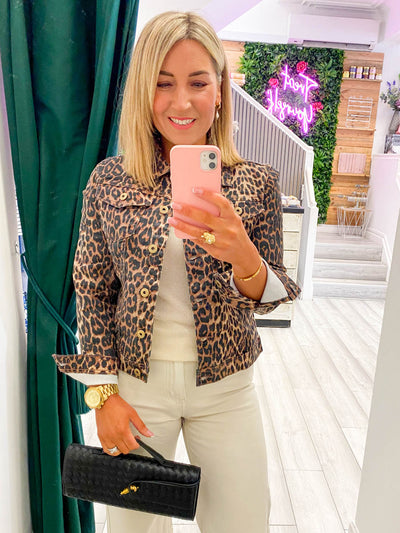 Donna Denim Jacket - Leopard