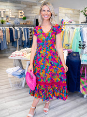 Cally Dress - Fuchsia Floral