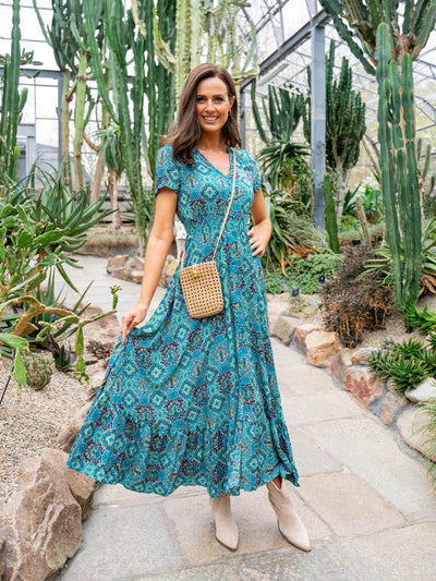 Barbara Dress - Green Paisley
