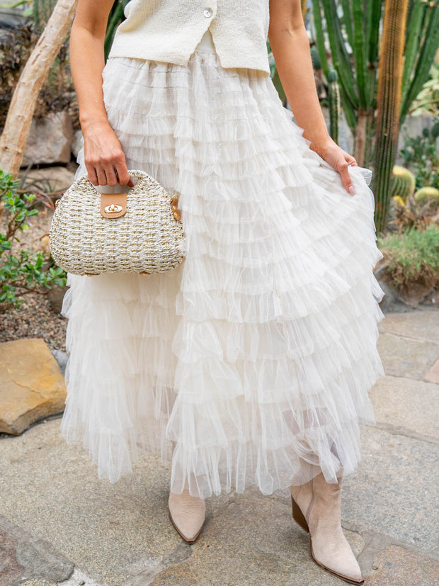 Camellia Midi Skirt - Beige