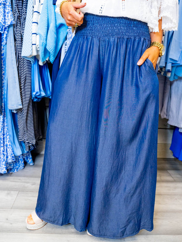Denim Palazzo Pants - 2 Colours