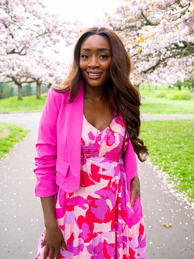 Kim Cropped Blazer - Bright Pink