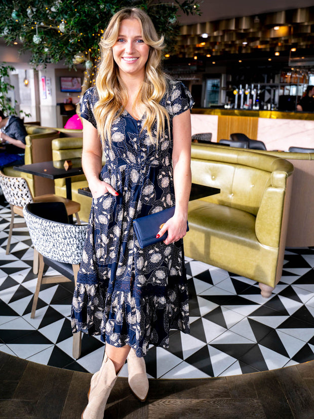 Cally Dress - Navy Floral