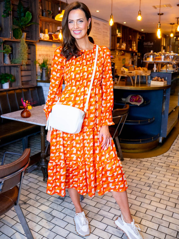 Lizzy Dress - Orange Geometric