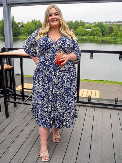 Curve Cheska Dress - Navy Floral