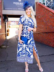 Melany Dress - Navy Paisley