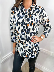 Opal Shirt - White Leopard