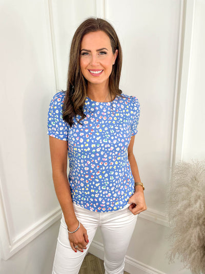 Lucinda Top - Blue Rainbow Leopard by Sugarhill Brighton