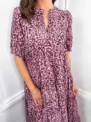 Polly Dress - Pink Leopard