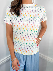Maggie T-Shirt - Off White Rainbow Lightning by Sugarhill Brighton