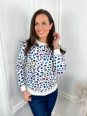 Noah Sweatshirt - White Rainbow Leopard By Sugarhill Brighton
