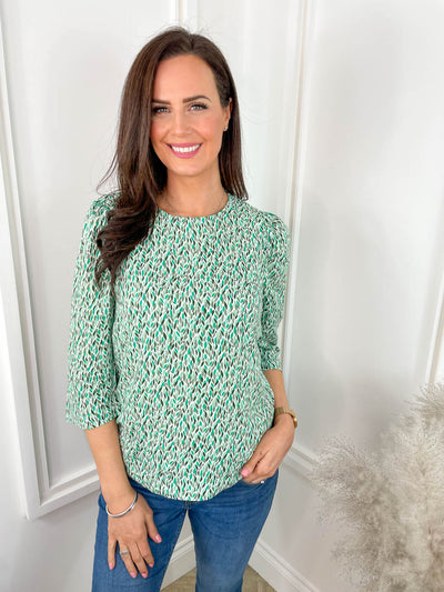 Madelyn Blouse - Green Abstract