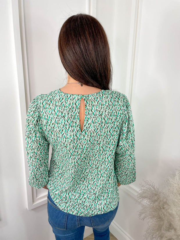 Madelyn Blouse - Green Abstract