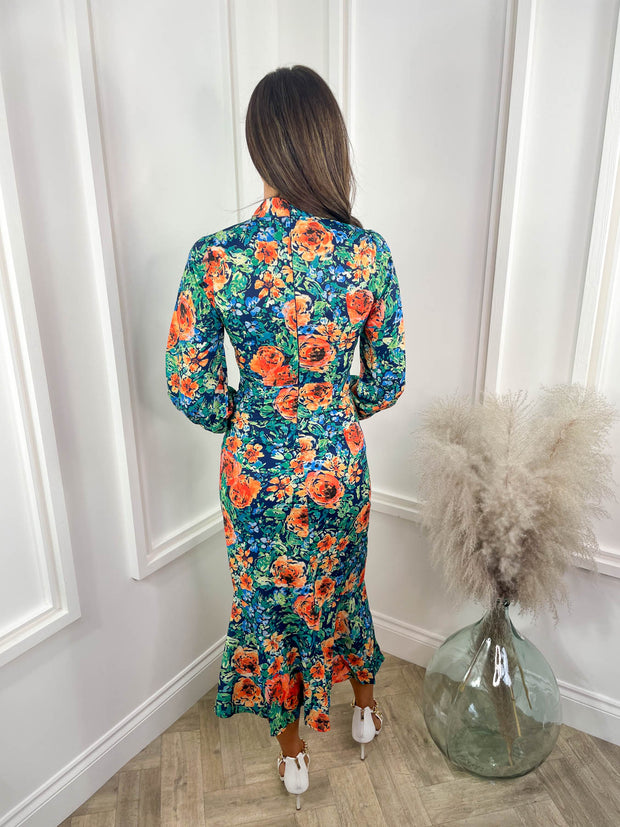Josephina Dress - Orange Floral