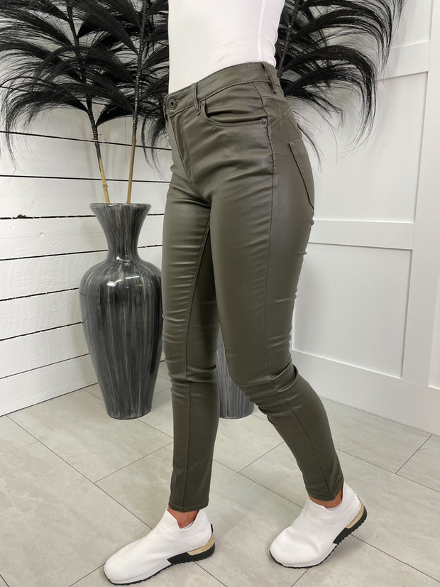 Maya Leather Look Jeans - 2 Colours