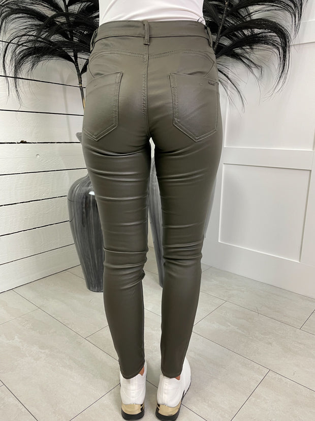 Maya Leather Look Jeans - 2 Colours