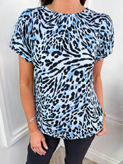 Fran Top - Blue Leopard