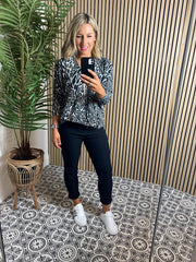 McKenzie Zip Top - Grey Animal